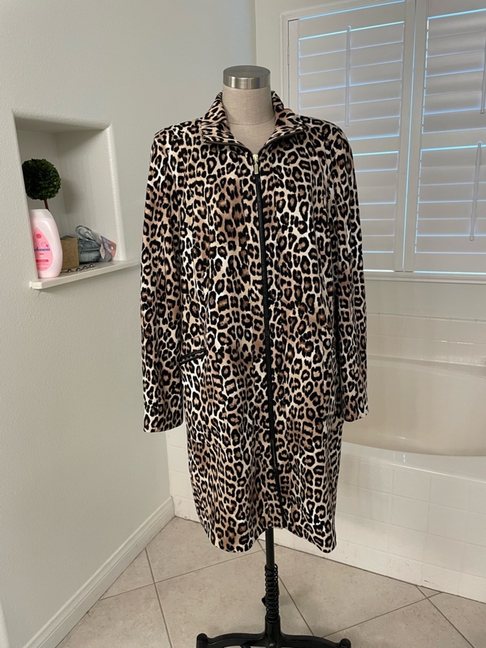 Chico's Leopard Print Zip Jacket - Beige & Black
